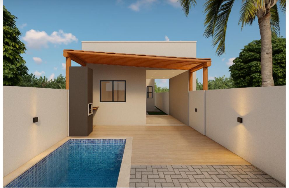 Perspectiva da casa de 64 m²
